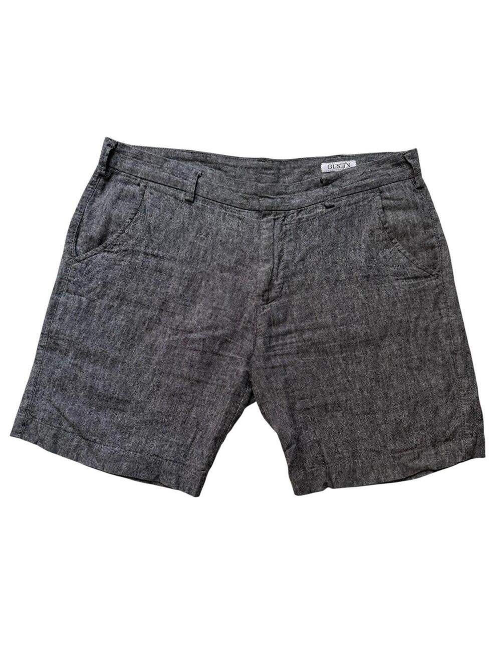 GUSTIN Men's Gray Cotton Shorts Button & Zip up with Pockets. Boating Style
